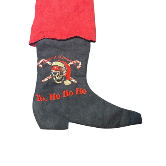 Disney Pirates of the Caribbean Yo. Ho Ho Ho Christmas Stocking Red and Black - Picture 2 of 6